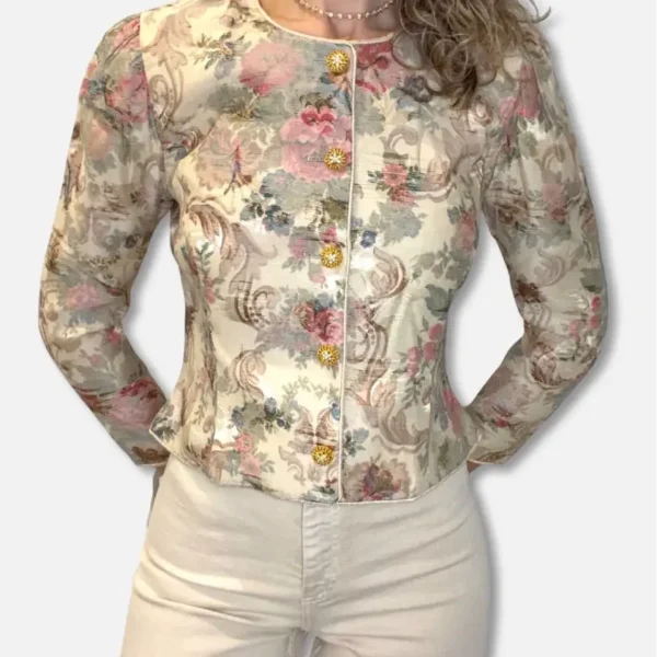 Chaqueta Flores Crema