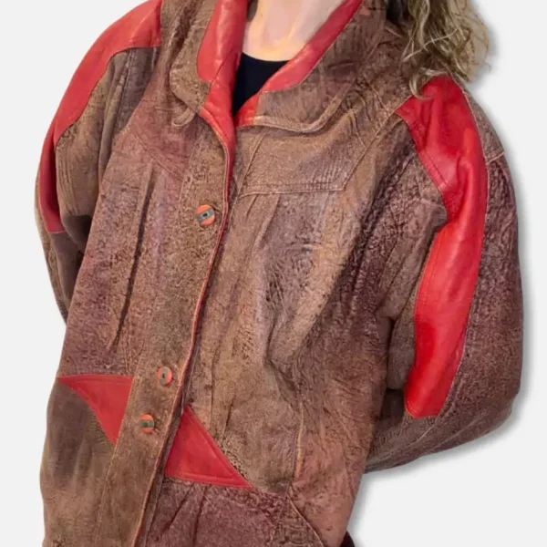 Chaqueta Piel Roja y Marrón
