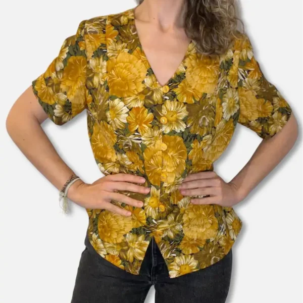 Camisa Floral Mostaza
