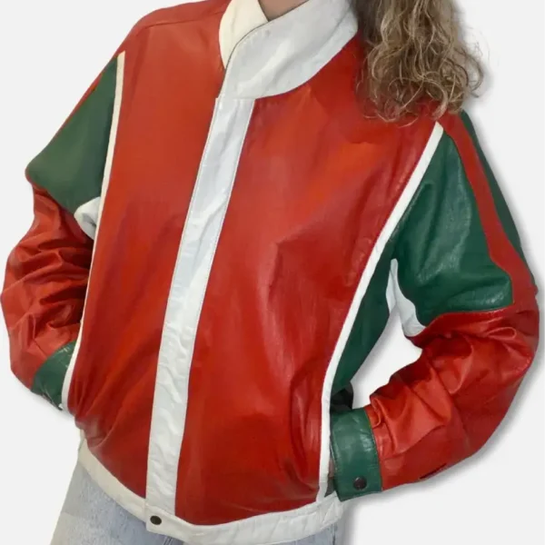 Chaqueta Piel Color Block
