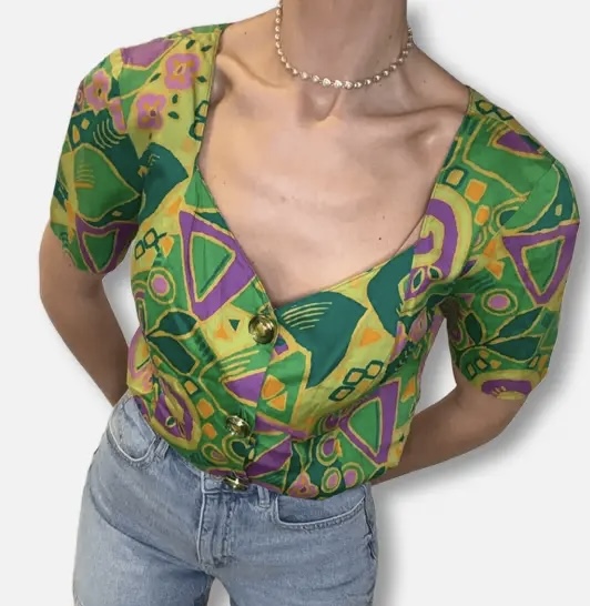 Blusa Algodón Geometría Floral